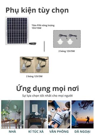 Quạt  sạc 3 trong 1 cao cấp HAKEN Model HK-RF88-18B.S