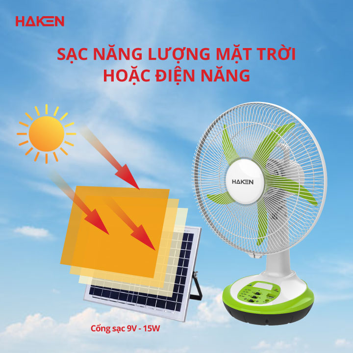 Quạt Sạc Tích Điện Cao Cấp HAKEN RF68G: Công Suất Mạnh Mẽ, Pin Khủng, Giải Pháp Làm Mát Mùa Mất Điện